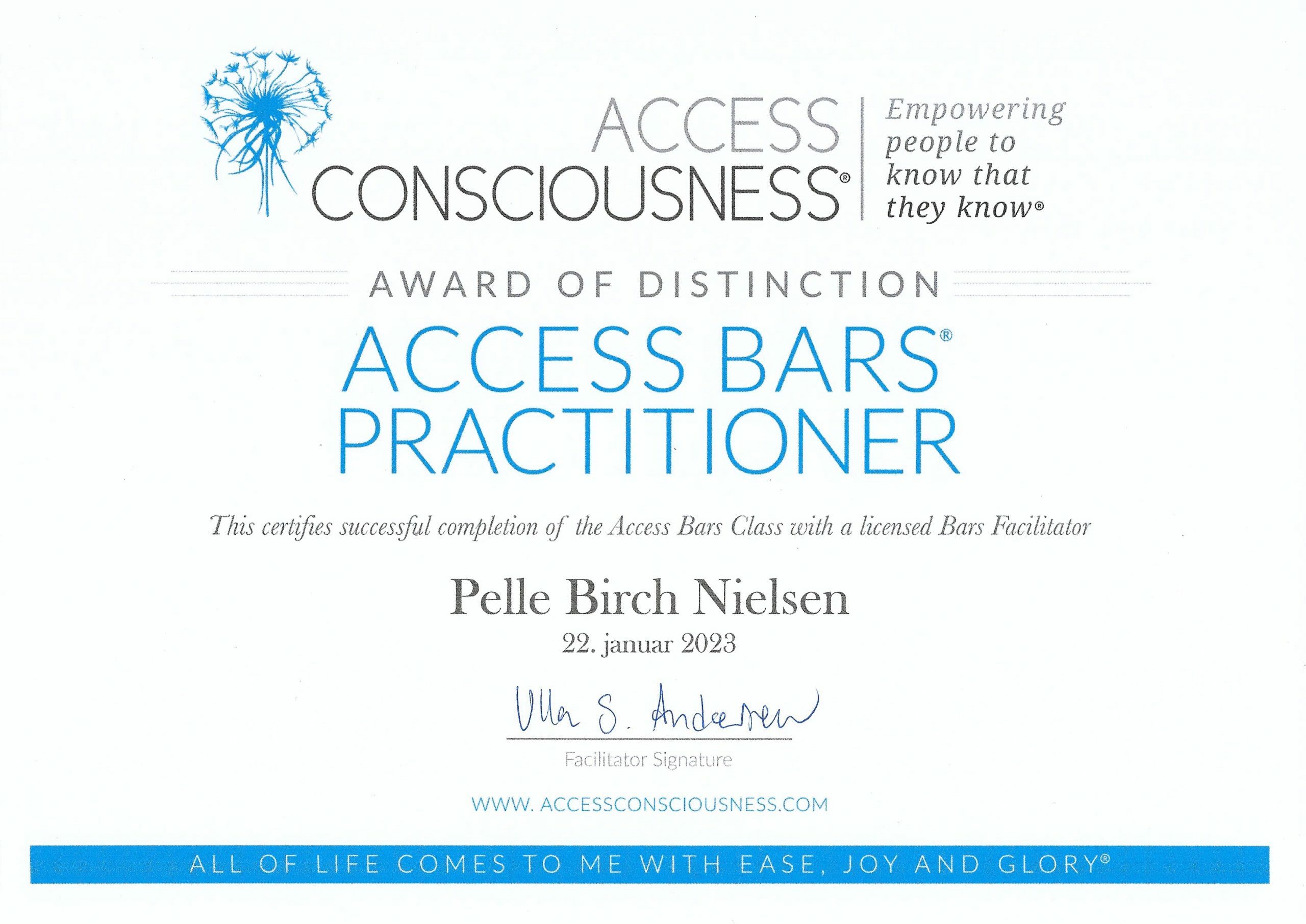 Access Bars-bevis, Tid til Massage, Aarhus
